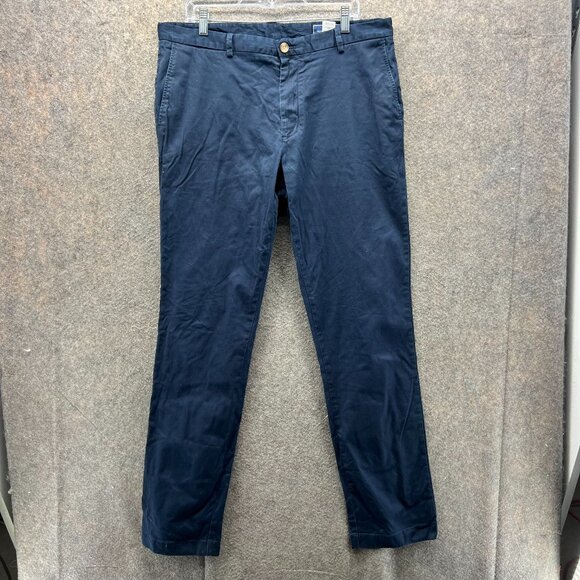 Vineyard Vines Dress Pants Mens 36x34 Blue Navy Whale Chino Flat Front Trouser - Picture 1 of 9